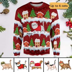 3D T-shirt Snow Christmas Fluffy Cats Personalized 3D Sweatshirt Sweatshirt / S