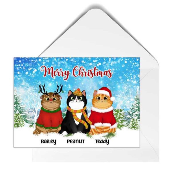 Cards Merry Christmas Cats Personalized Postcard