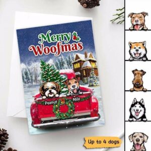 Cards Peeking Dogs On Christmas Truck Personalized Postcard 5x7 / 1 Card