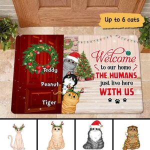 Doormat Welcome Home Cats Christmas Personalized Doormat 16x24