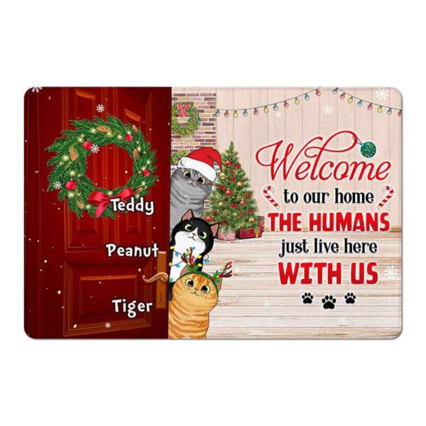 Doormat Welcome Home Cats Christmas Personalized Doormat
