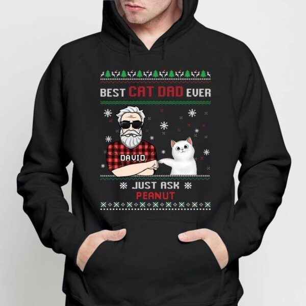 Hoodie & Sweatshirts Best Cat Dad Ever Christmas Personalized Hoodie Sweatshirt