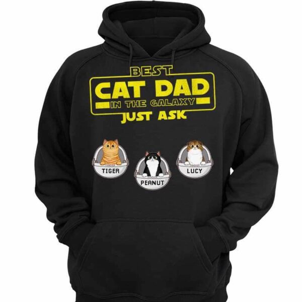 Hoodie & Sweatshirts Best Dog Cat Dad In The Galaxy Personalized Hoodie Sweatshirt Hoodie / Black Hoodie / S