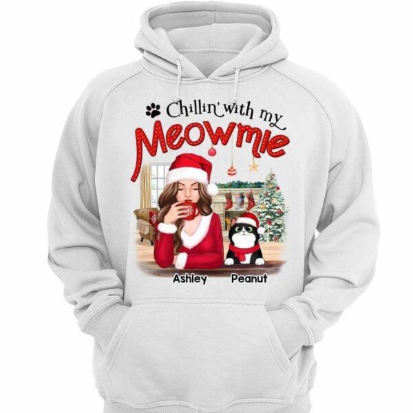 Hoodie & Sweatshirts Chillin‘ With Meowmies Cat Mom Personalized Hoodie Sweatshirt Hoodie / White Hoodie / S