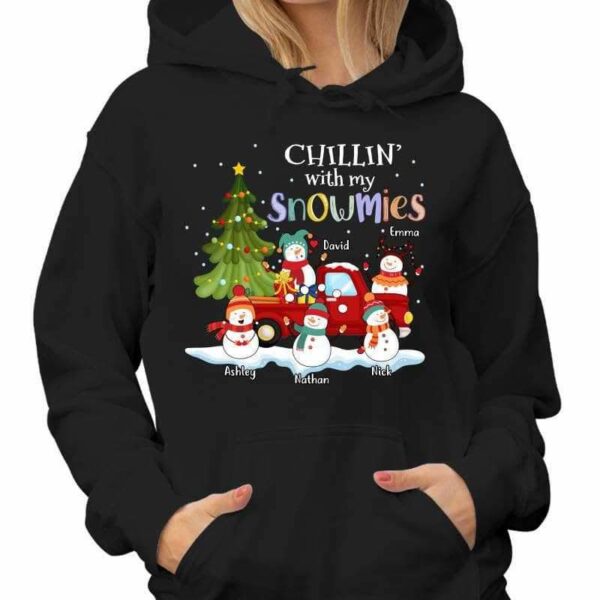 Hoodie & Sweatshirts Chillin‘ With My Snowmies Grandma Mom Personalized Hoodie Sweatshirt