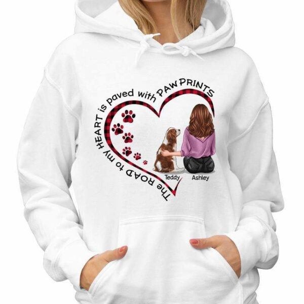 Hoodie & Sweatshirts Girl & Dog Inside Heart Road To Heart Personalized Hoodie Sweatshirt