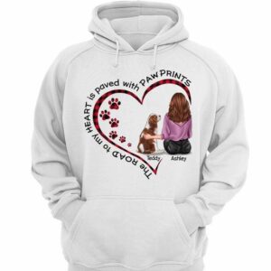 Hoodie & Sweatshirts Girl & Dog Inside Heart Road To Heart Personalized Hoodie Sweatshirt Hoodie / White Hoodie / S