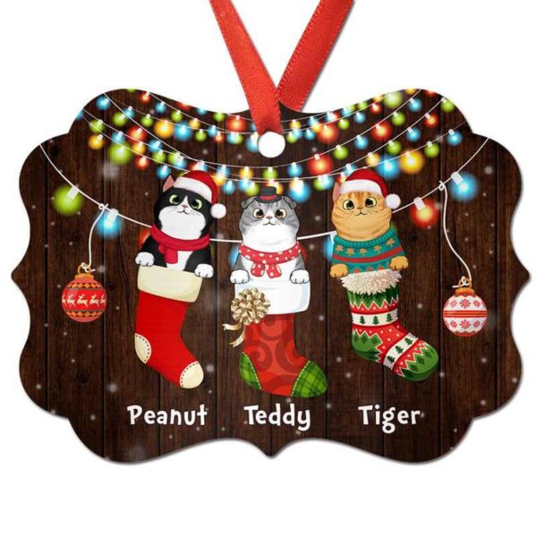 Ornament Cats In Stocking Personalized Christmas Ornament