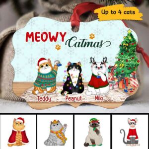 Ornament Cute Fluffy Cats Personalized Christmas Ornament Pack 1