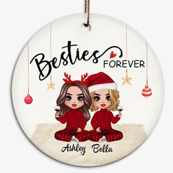Ornament Doll Besties Christmas Checkered Pants Personalized Circle Ornament