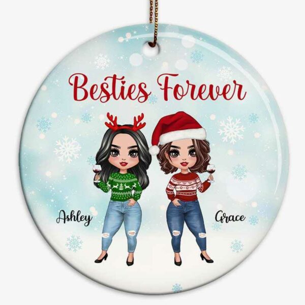 Ornament Doll Besties Snow Personalized Circle Ornament