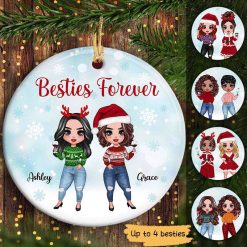 Ornament Doll Besties Snow Personalized Circle Ornament Ceramic / Pack 1