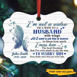 Ornament I‘m A Wife To A Husband With Wings Memorial Personalized Christmas Ornament Pack 1