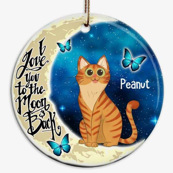 Ornament Love The Cats On Moon Personalized Circle Ornament