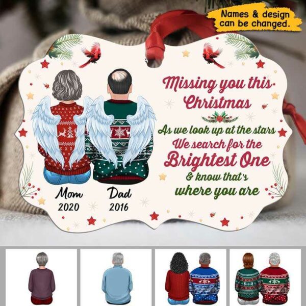 Ornament Missing You This Christmas Mom Dad Memorial Personalized Christmas Ornament Pack 1