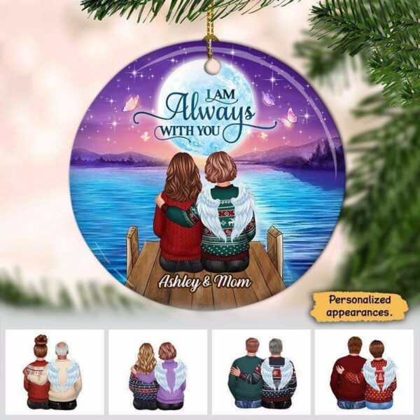 Ornament Moon Night Always With You Memorial Personalized Circle Ornament Ceramic / Pack 1