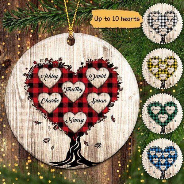 Ornament Patterned Tree Family Personalized Circle Ornament Ceramic / Pack 1