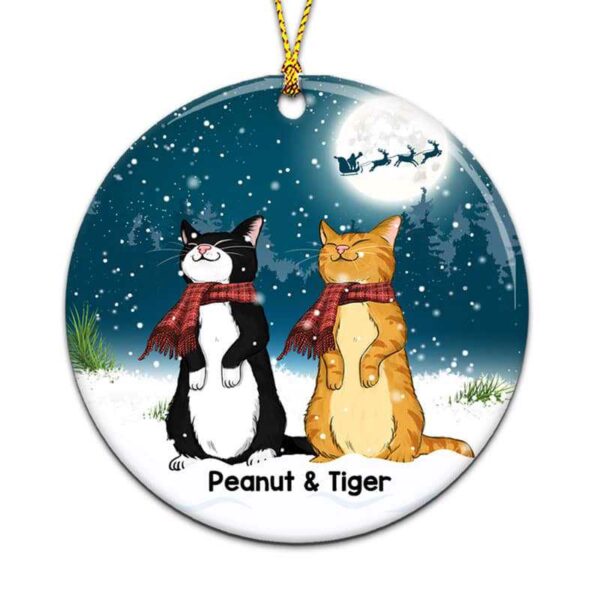 Ornament Standing Cats In Snow Personalized Circle Ornament