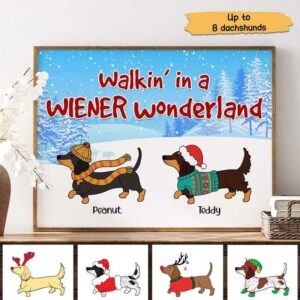 Poster Dachshund Wiener Wonderland Personalized Horizontal Poster 18x12