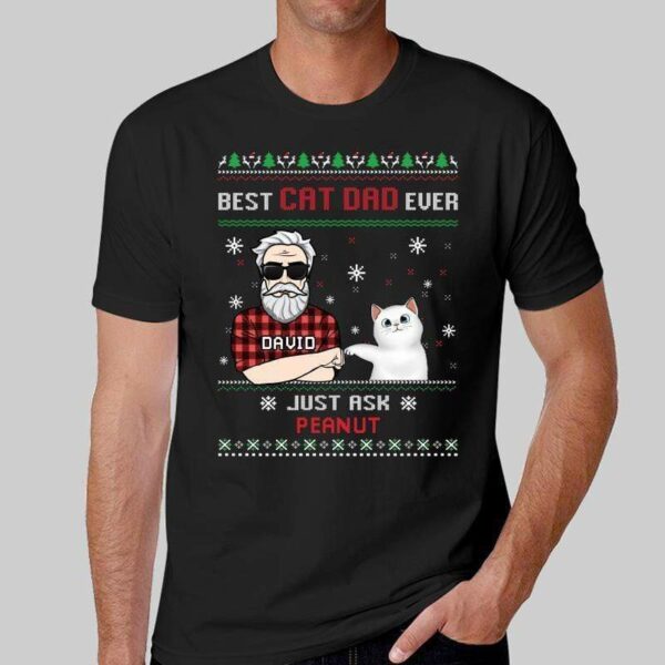 T-Shirt Best Cat Dad Ever Christmas Personalized Shirt