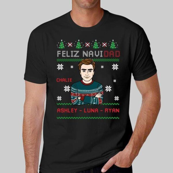 T-Shirt Feliz Navidad Ugly Sweater Pattern Personalized Shirt