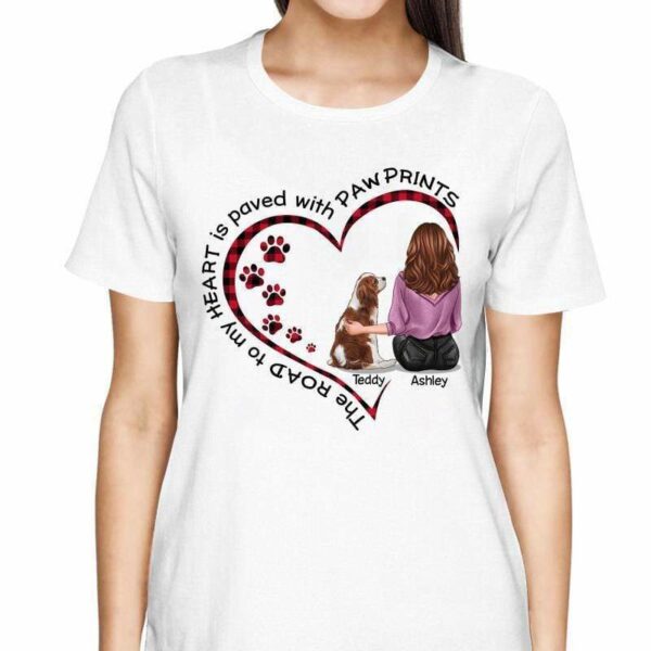 T-Shirt Girl & Dog Inside Heart Road To Heart Personalized Shirt