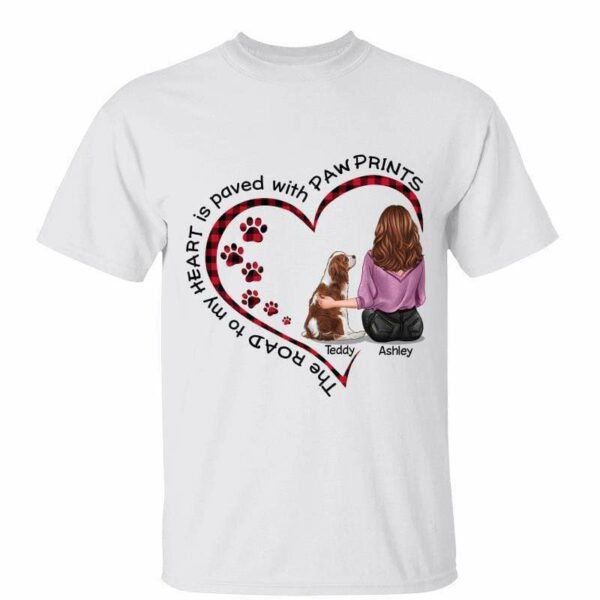 T-Shirt Girl & Dog Inside Heart Road To Heart Personalized Shirt Classic Tee / White Classic Tee / S