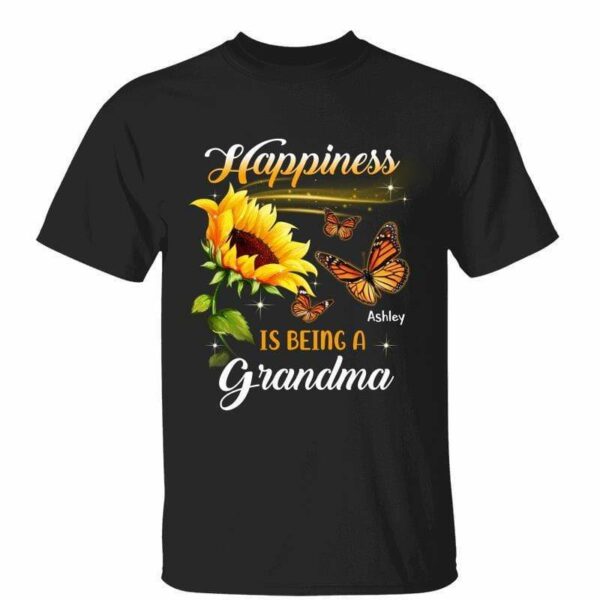 T-Shirt Happiness Is Being A Grandma Personalized Shirt Classic Tee / Black Classic Tee / S