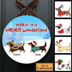 Wood Sign Dachshund Wiener Wonderland Personalized Door Hanger Sign 10