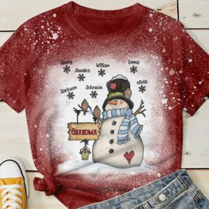 Happiness Is Being A Nana - Personalized Unisex Bleached T-shirt.