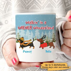 AOP Mugs Christmas Dog Dachshund Wiener Wonderland Personalized Dog Christmas Coffee Mug 11oz