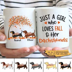AOP Mugs Fall Season Girl Loves Her Dachshund Personalized AOP Mug 11oz