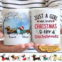 AOP Mugs Girl Loves Christmas And Dachshund Dog Personalized AOP Coffee Mug 11oz