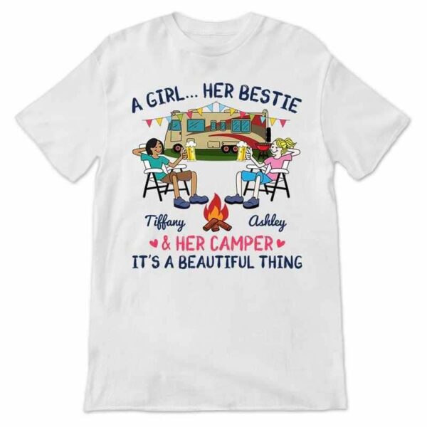 Apparel A Camping Girl And Her Bestie Personalized Shirt