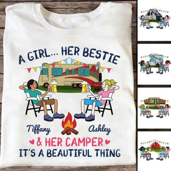 Apparel A Camping Girl And Her Bestie Personalized Shirt Classic Tee / White Classic Tee / S