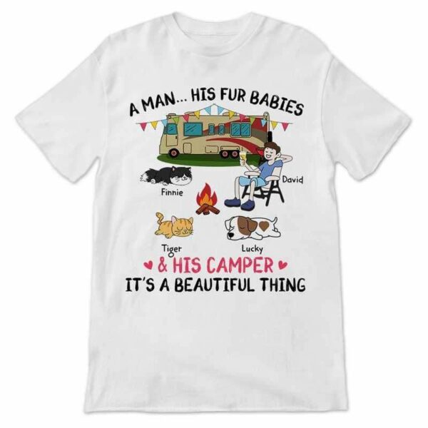 Apparel A Camping Man And His Fur Babies Personalized Shirt