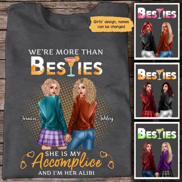 Apparel Accomplice Alibi Besties Holding Hands Personalized Shirt Classic Tee / Black Classic Tee / S