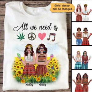 Apparel All We Need Is Hippie Besties Personalized Shirt Classic Tee / White Classic Tee / S