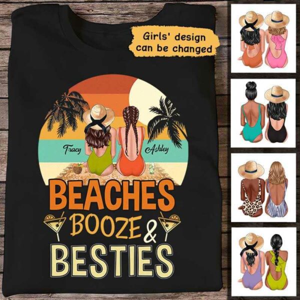 Apparel Beaches Booze And Besties Personalized Shirt Classic Tee / Black Classic Tee / S