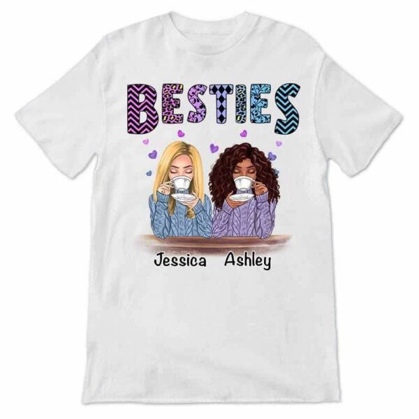 Apparel Beautiful Besties Colorful Patterned Personalized Shirt