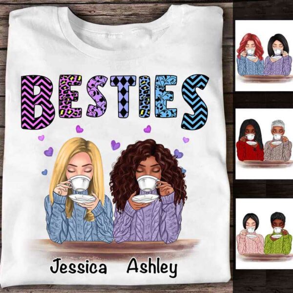 Apparel Beautiful Besties Colorful Patterned Personalized Shirt Classic Tee / White Classic Tee / S