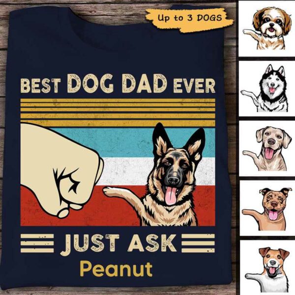 Apparel Best Dog Dad Dog Paw Human Hand Personalized Shirt Classic Tee / Navy Classic Tee / S