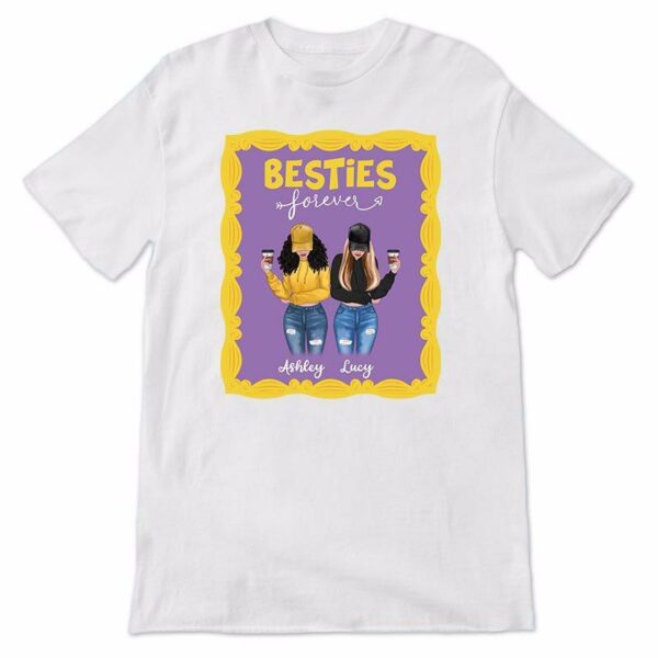Apparel Besties Best Friends Forever Front View Personalized Shirt