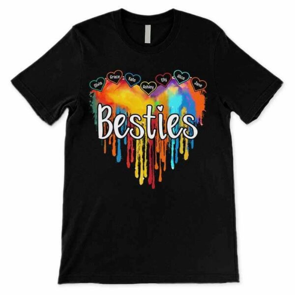 Apparel Besties Colorful Melting Heart Personalized Shirt