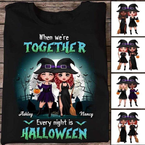 Apparel Besties Every Night Is Halloween Personalized Shirt Classic Tee / Black Classic Tee / S