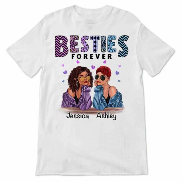 Apparel Besties Forever Colorful Pattern Personalized Shirt