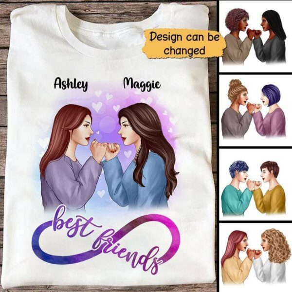 Apparel Besties Infinity Pinky Promise Personalized Shirt Classic Tee / White Classic Tee / S