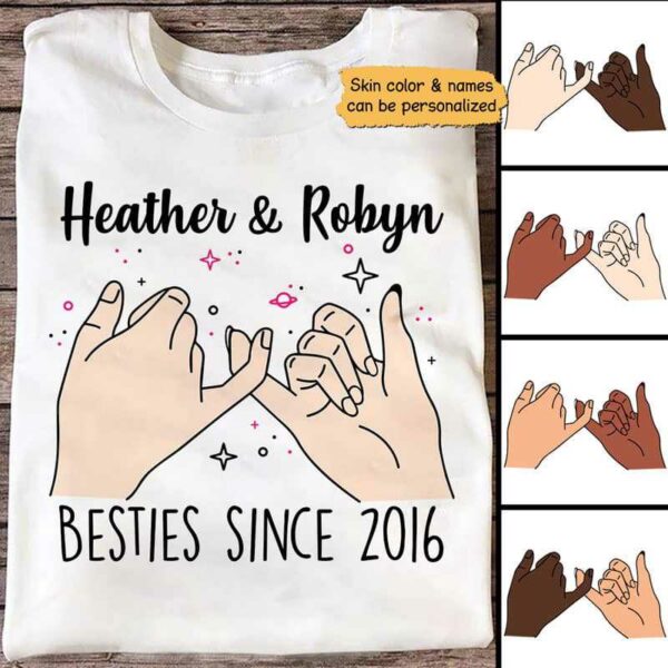 Apparel Besties Since Pinky Promise Personalized Shirt Classic Tee / White Classic Tee / S
