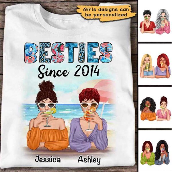 Apparel Besties Since Summer Patterned Personalized Shirt Classic Tee / White Classic Tee / S