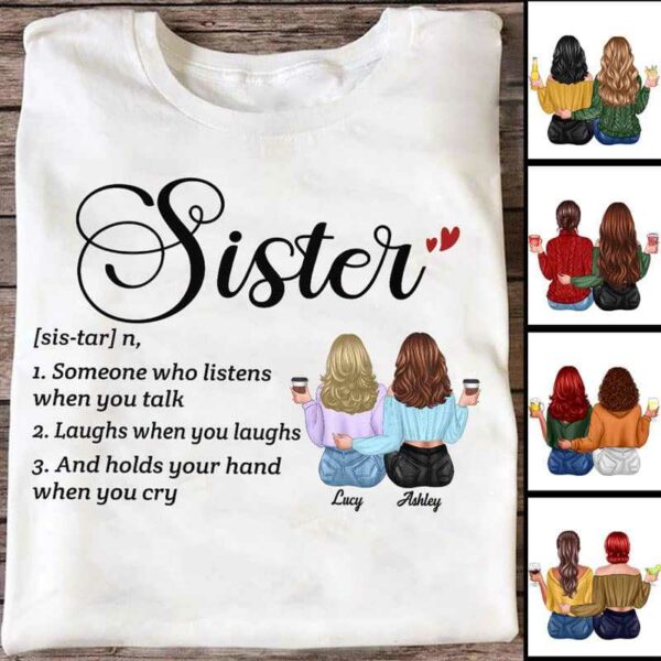 Apparel Besties Sisters Definition Personalized Shirt Classic Tee / White Classic Tee / S